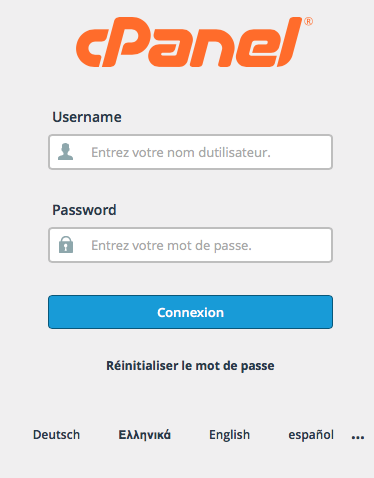 cPanel : Connexion