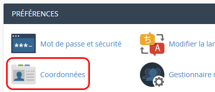 cPanel : changement de l'e-mail de contact