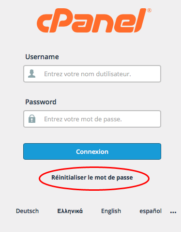 cPanel : réinitialisation du mot de passe