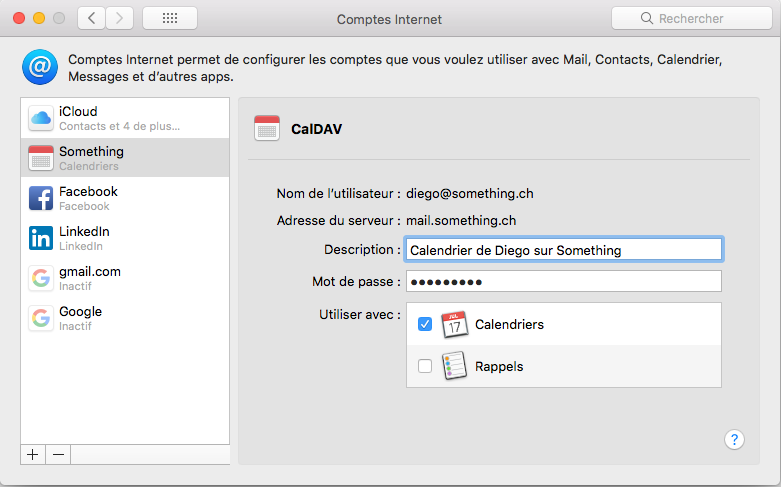 Configuration CalDav pour MacOSX