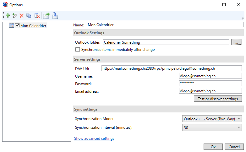 CalDavSynchronizer : configuration