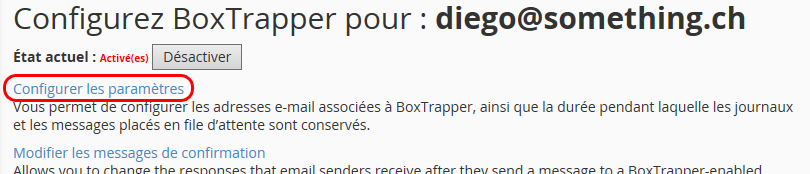 Configuration des whitelist automatiques de BoxTrapper