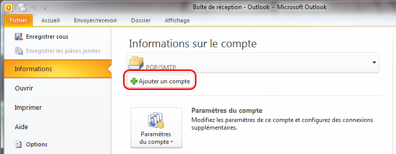 Créer un compte e-mail sous Microsoft Outlook 2010