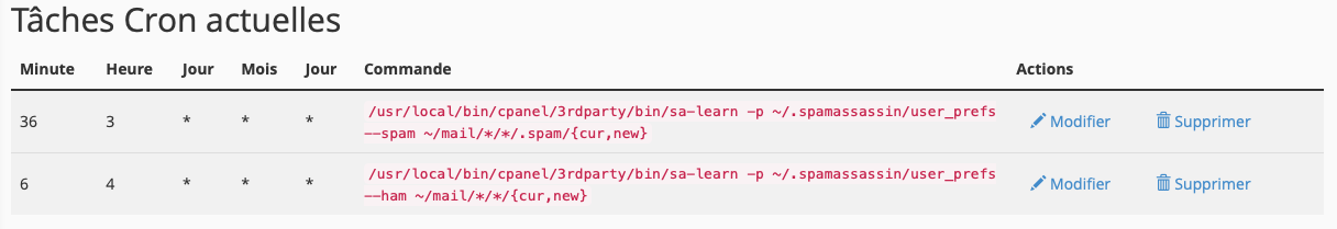 SpamAssassin - Création d'une tâche cron