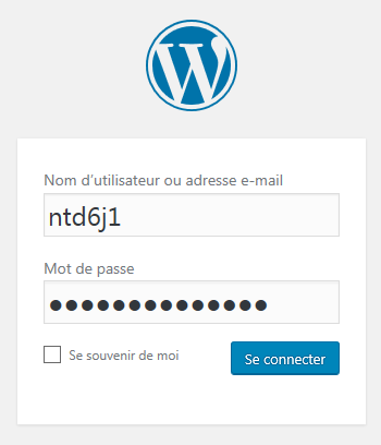 Installation WordPress : Connexion au compte d'administration