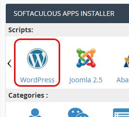 Importation de WordPress : Softaculous