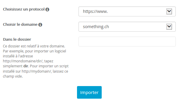 Importation de WordPress : Softaculous